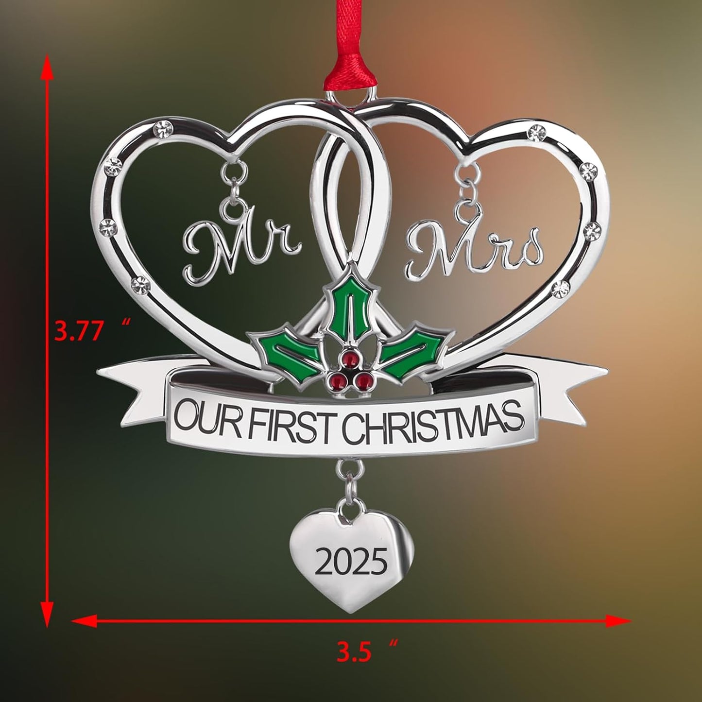 2025 Metal Wedding Gifts for Couples, Our First Christmas As Mr and Mrs Ornament, Married Ornament Mr and Mrs Gifts for Newly Couples House Warming Gift Hanging Ornaments