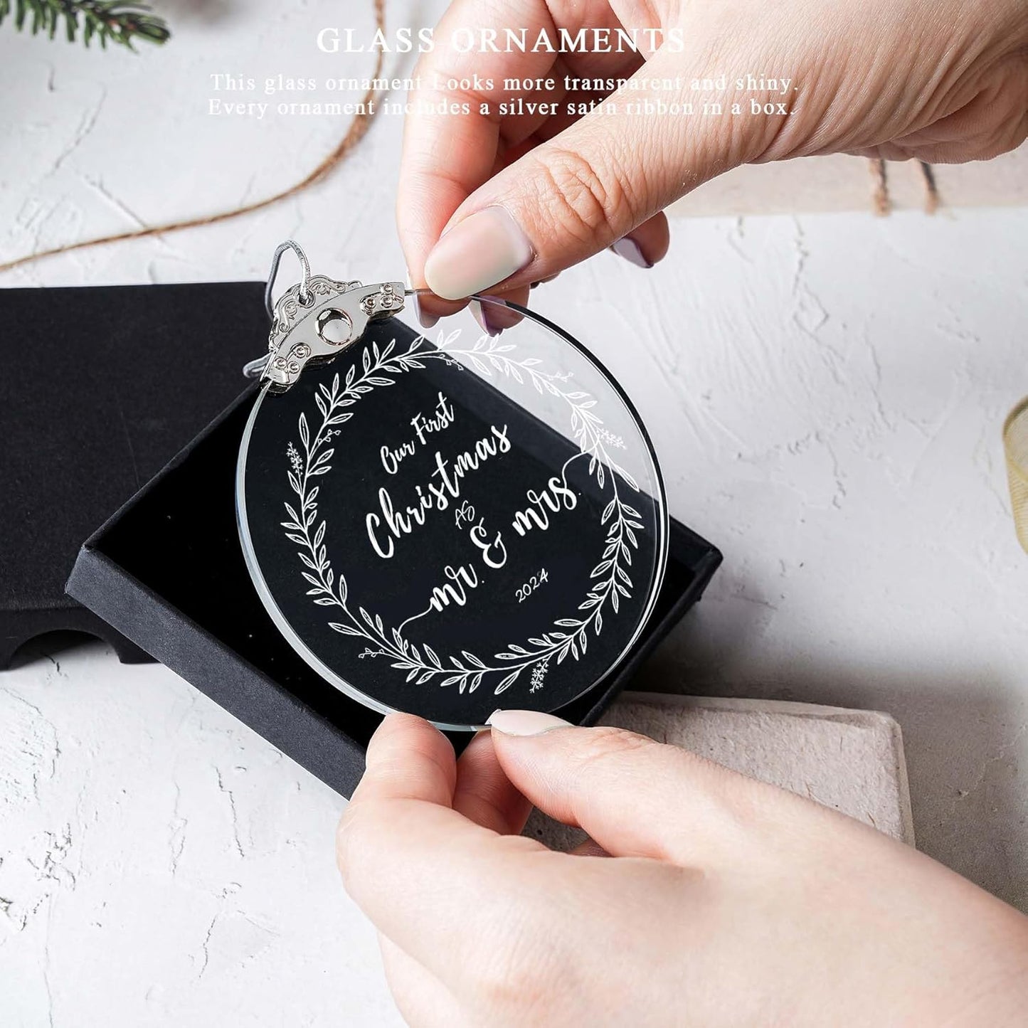 Wedding Gifts Our First Christmas as Mr Mrs Married 2024 Ornament Decoration Ornaments New Home 3" Gift Bridal Shower Gifts Newlywed Holiday Keepsake Decor (Mr Mrs)
