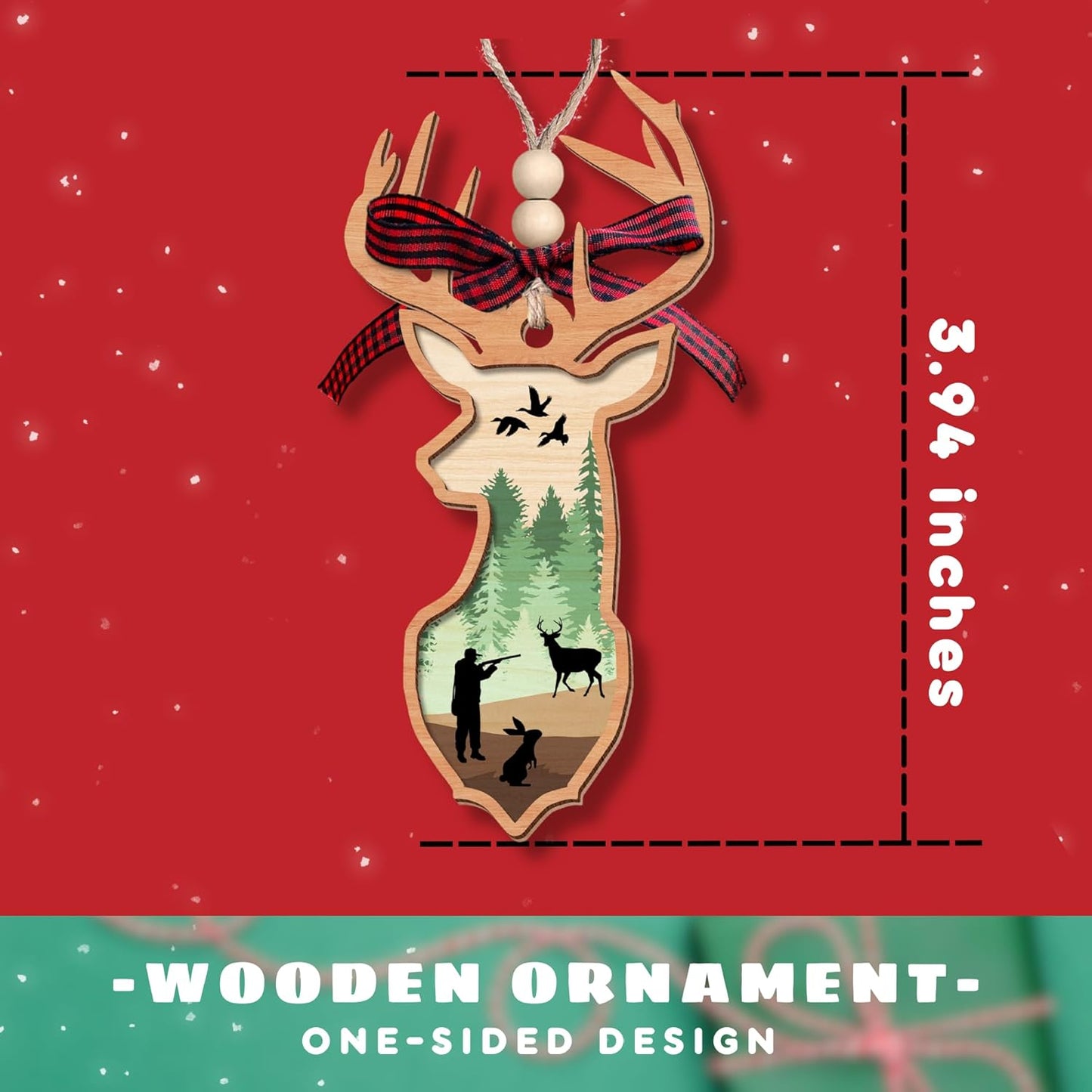 Deer Gifts for Tree - Hunting Christmas Tree Ornaments - Wood Deer Ornament 2024