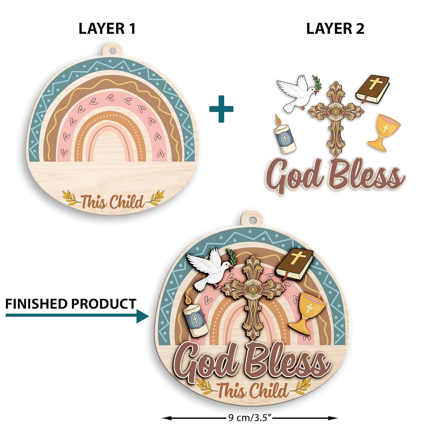 God Bless Christening Ornament, First Communion Ornament, First Communion Ornament Gift for Boys and Girls, Godchild Gift, God Bless Ornament