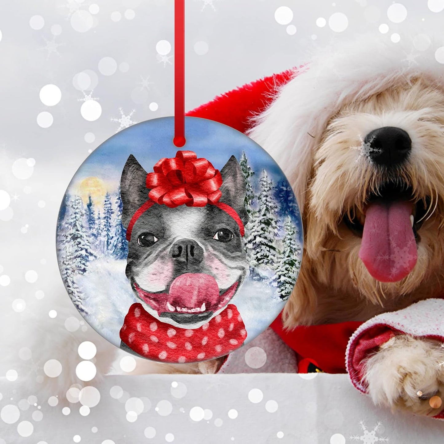 French Bulldog Mom Christmas Ornament Dog Christmas Hanging Ornament Dog Mom Idea Ornament Puppy Christmas Ornament 2023 Dog Baby's First Christmas Ornament Ceramic Ornament