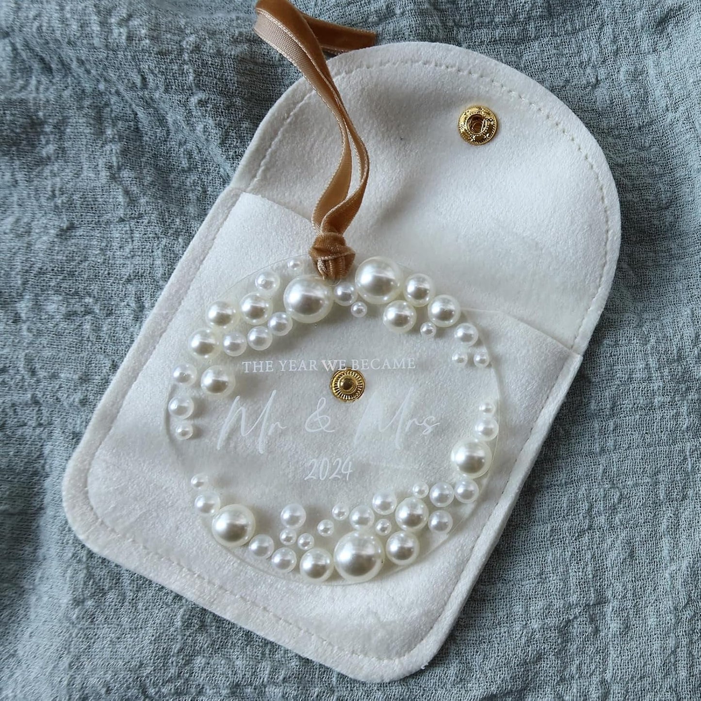 Wedding Gifts, Mr and Mrs Bridal Shower Gifts Couple, Bride, Wife, Her- First Married Christmas Ornament