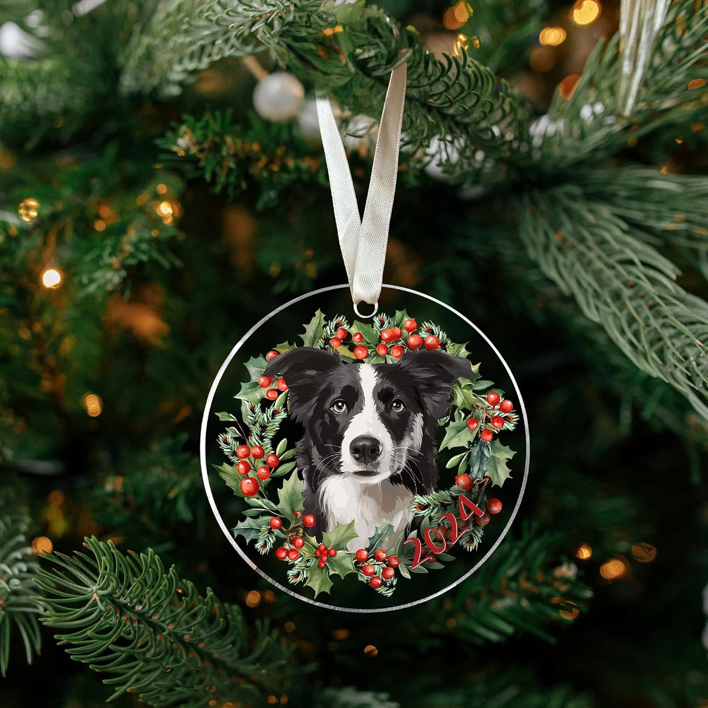 Border Collie Ornament - Border Collie Ornaments for Christmas Tree - Border Collie Gifts for Women, Dog Gifts for Women, Dog Lovers Gifts for Women - Acrylic Ornament