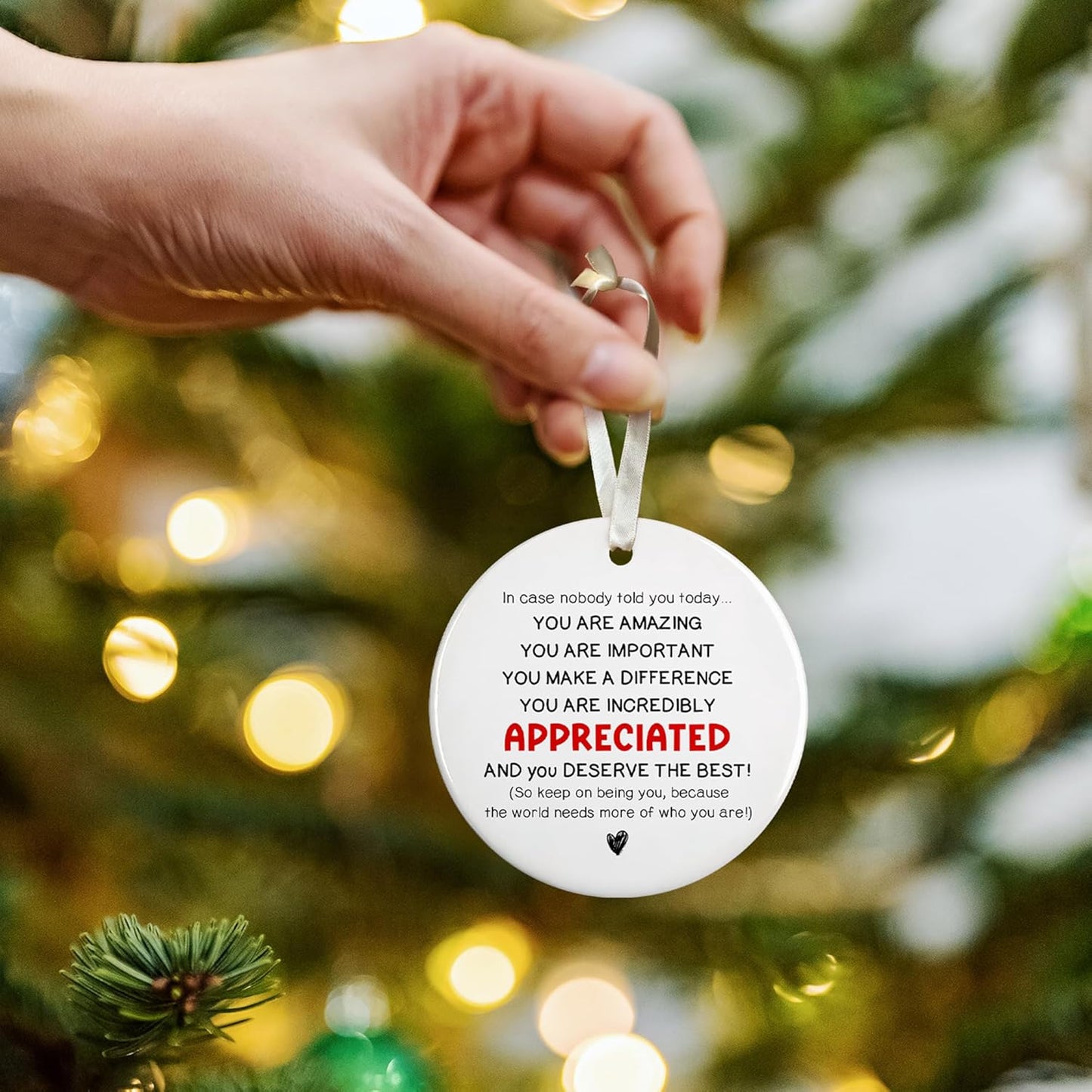 Inspirational Christmas Ornaments, Motivational Christmas Ornaments - Thank You Ornament for Tree - Inspirational Gifts for Women, Motivational Positive Gifts - Ceramic Ornament 2024