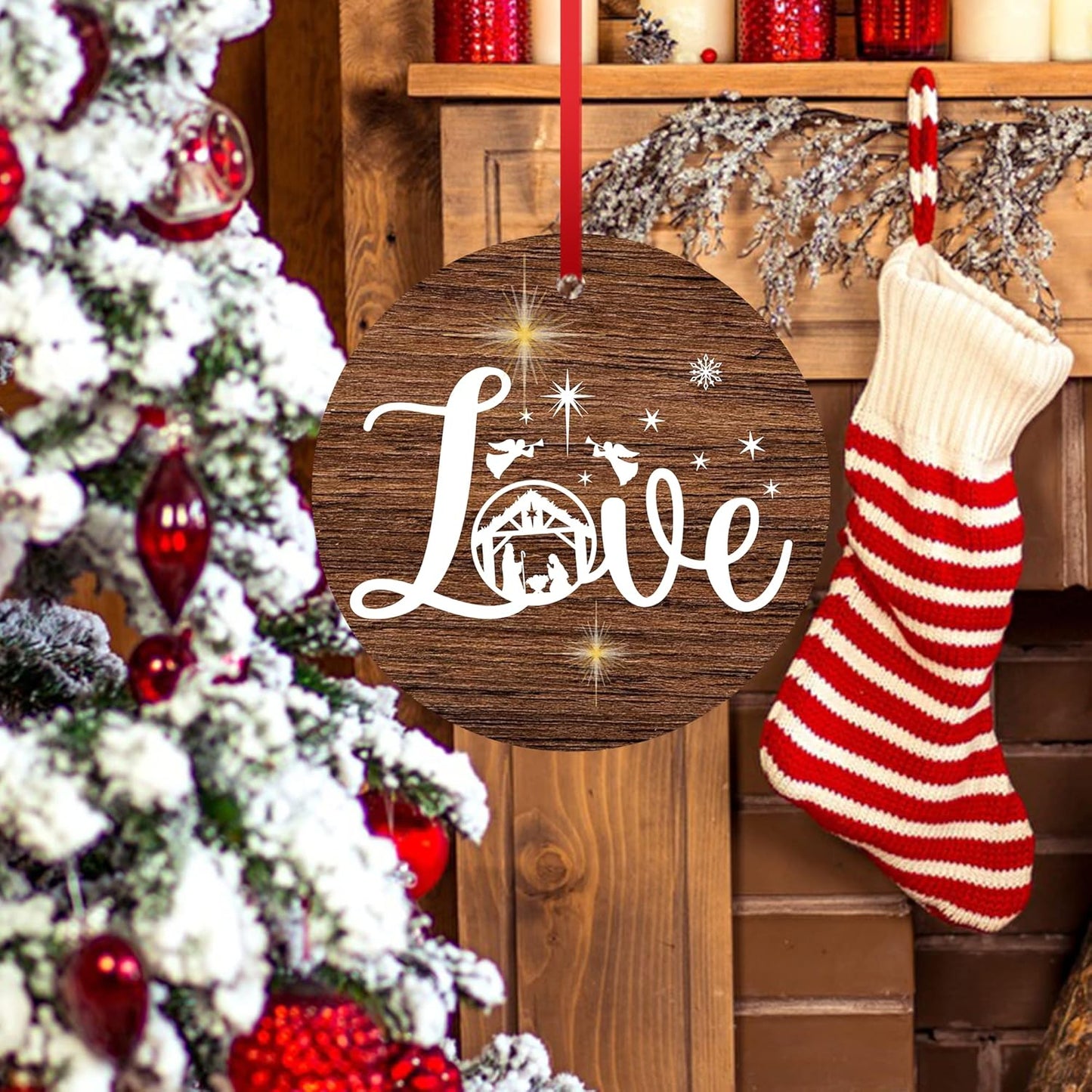 Love Christmas Ornament Religious Ornament Wife Husband Xmas Gift Ornament Nativity Scene Ornament Baby's First Christmas Tree Ornament God Bless This Baby Ceramic Ornament to Dad Mom