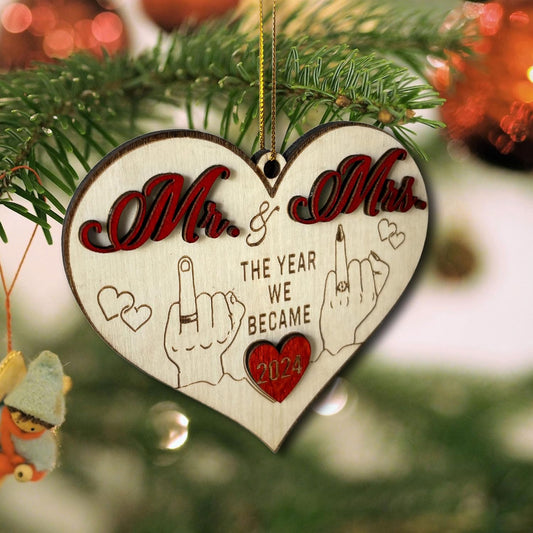 Mr and Mrs 2024 Gifts - Wedding Gifts for Couples 2024, Wedding Gifts for Couple, Wedding Gifts for Bride - First Christmas Married Ornament 2024 - Easily Add Personal Name with Marker (Not Included)