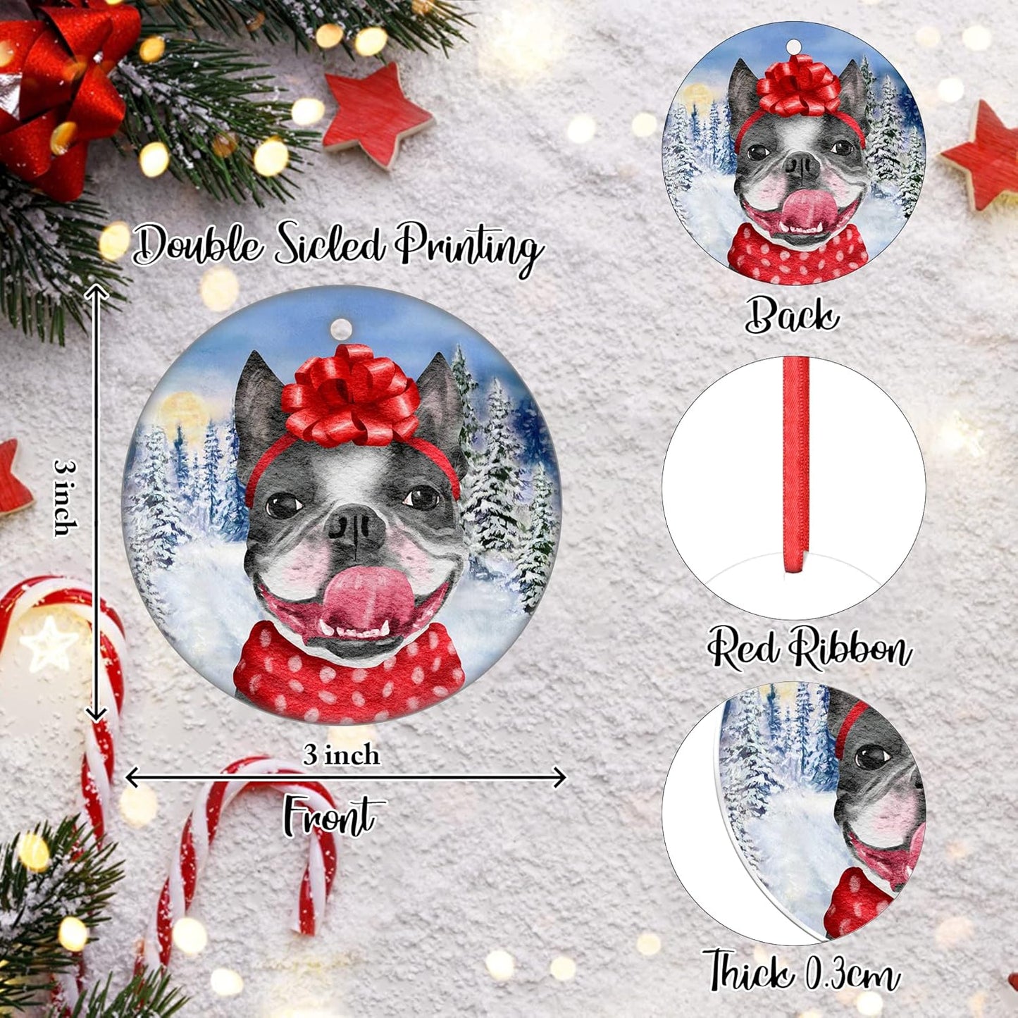 French Bulldog Mom Christmas Ornament Dog Christmas Hanging Ornament Dog Mom Idea Ornament Puppy Christmas Ornament 2023 Dog Baby's First Christmas Ornament Ceramic Ornament