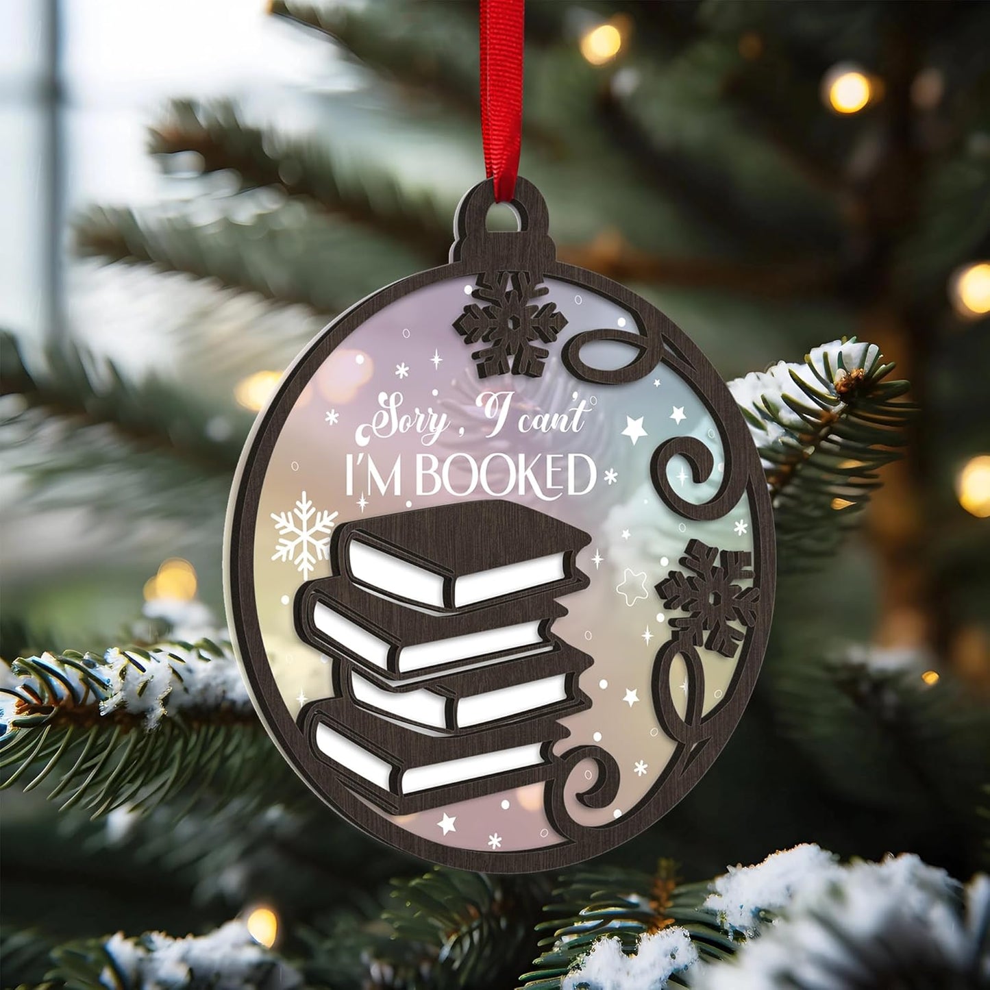Librarian Christmas Ornament, Book Lovers Ornament, Teacher Gift