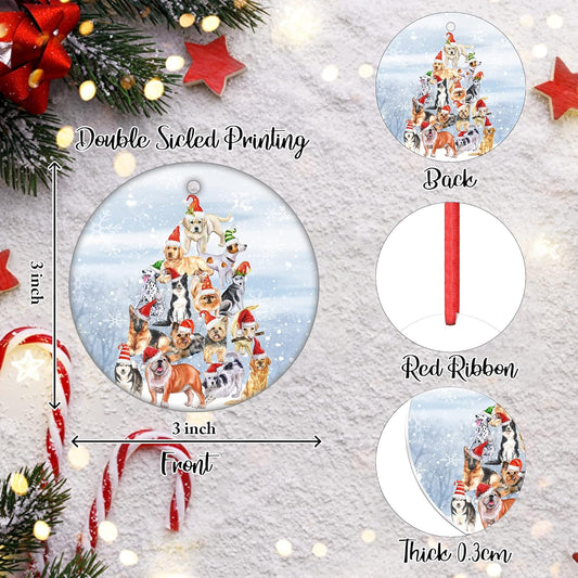 Merry Woofmas Ornament Dog Tree Christmas Ornament Santa Dog Hanging Ornament for Christmas Tree Decorations Winter Ceramic Ornament Dog's First Christmas Ornament 2023 to Dog Lover