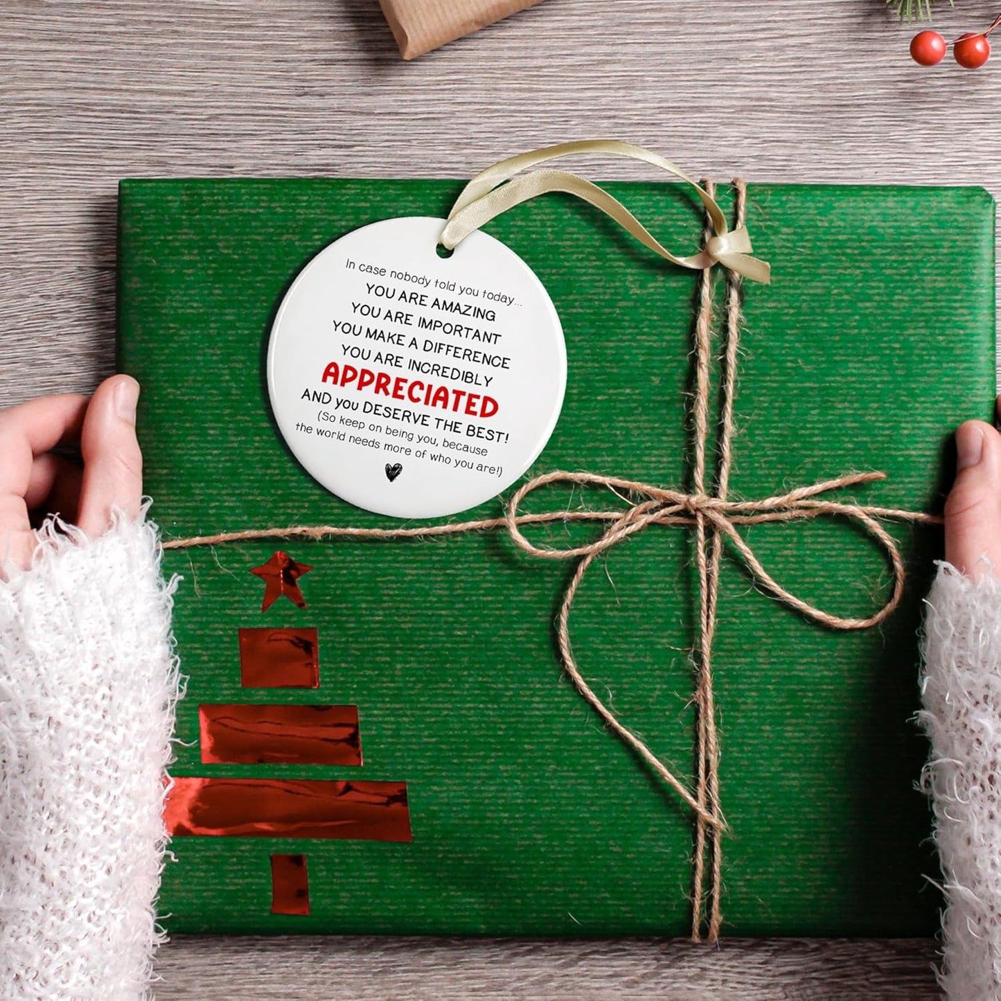 Inspirational Christmas Ornaments, Motivational Christmas Ornaments - Thank You Ornament for Tree - Inspirational Gifts for Women, Motivational Positive Gifts - Ceramic Ornament 2024