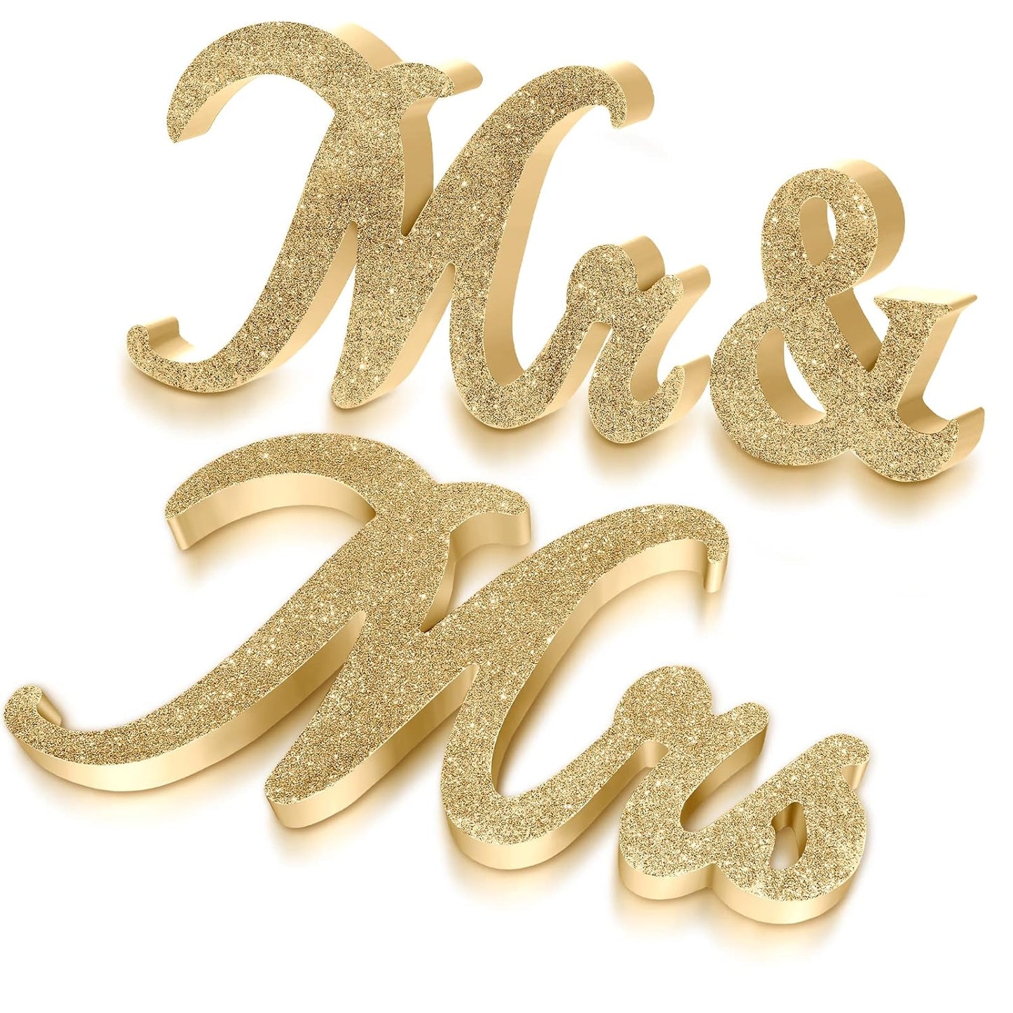 Jetec Mr and Mrs Sign Vintage Style Wooden Glitter Mr and Mrs Letters Sign Wedding Sweetheart Table Decorations for Wedding Party Photo Prop Table Decoration(Gold)