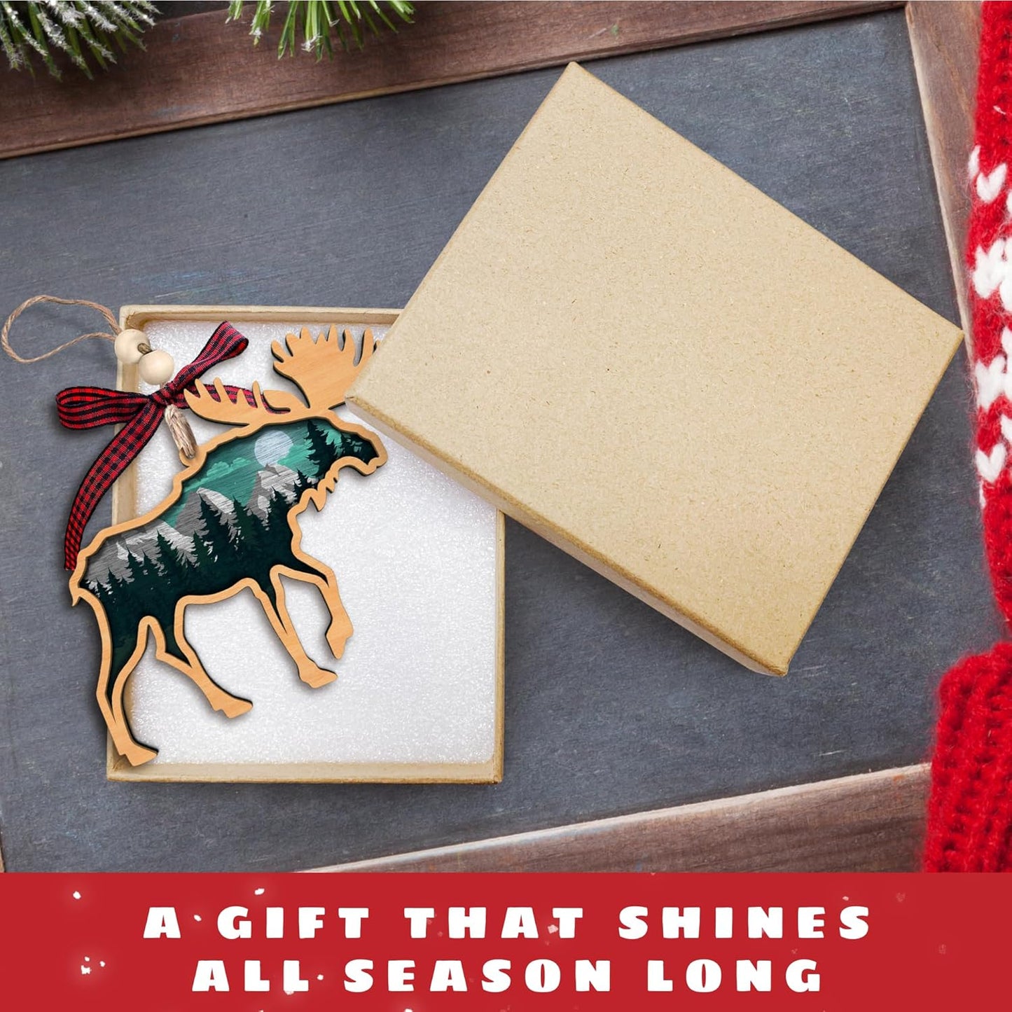 Moose Ornament - Moose Ornaments for Christmas Tree - Gifts for Christmas, Lovers Gifts - Wood Ornament