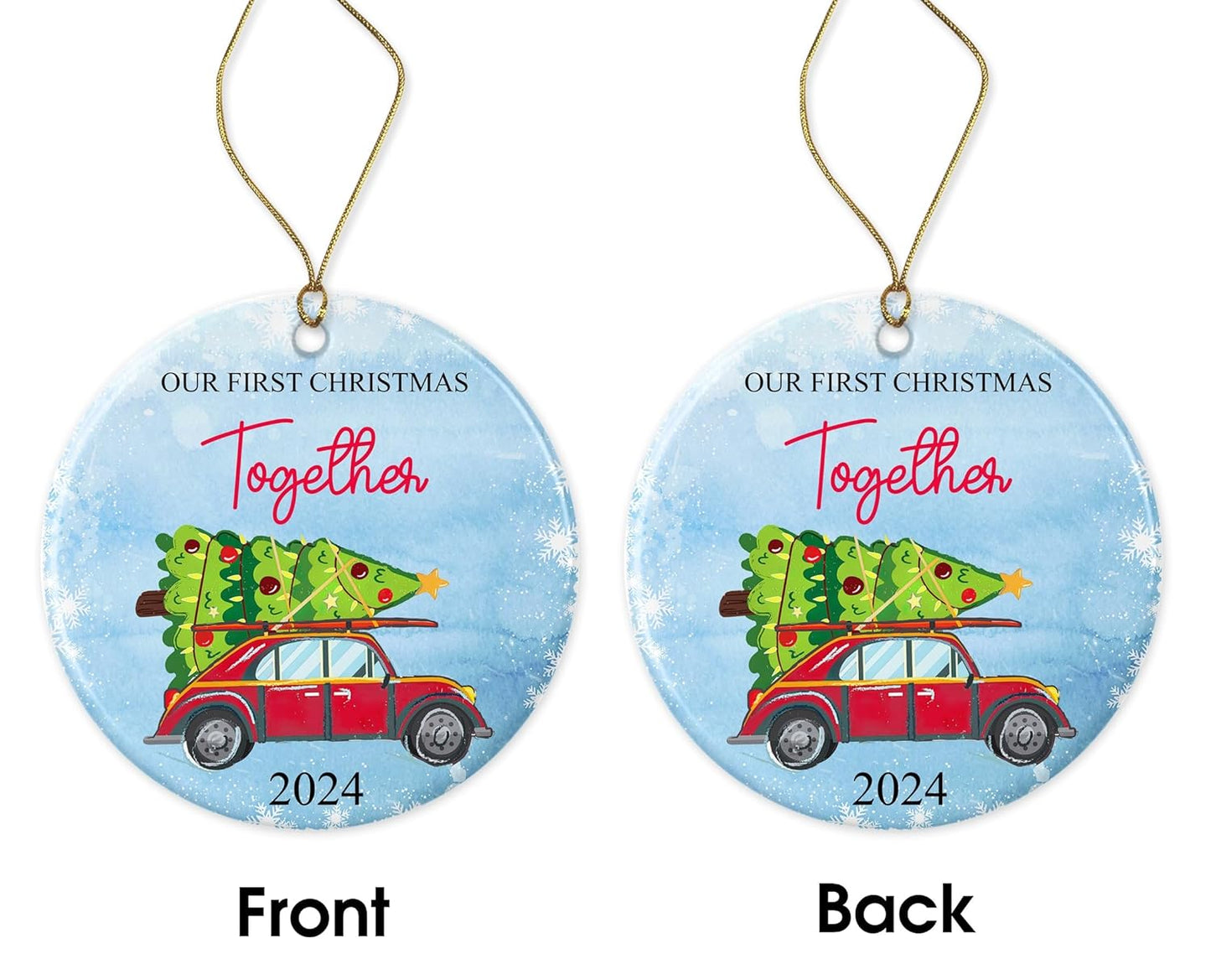 Our First Christmas Together Ornament 2024, Mr & Mrs Newlywed Ornament, Wedding Christmas Ornament 2024 Ornament Mr & Mrs, Christmas Tree Ornaments, Ornament Ceramic Printed on Both Sides