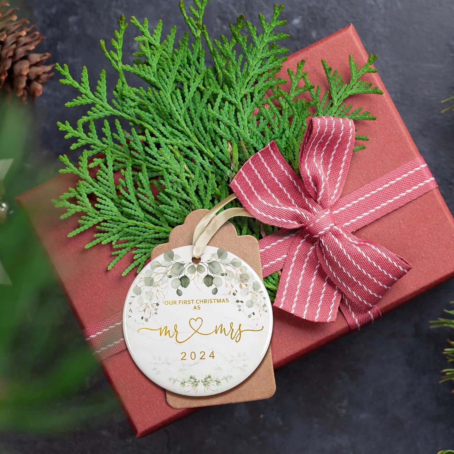 Wedding Gifts - Mr and Mrs Gifts - Ceramic First Christmas Married Ornament 2024