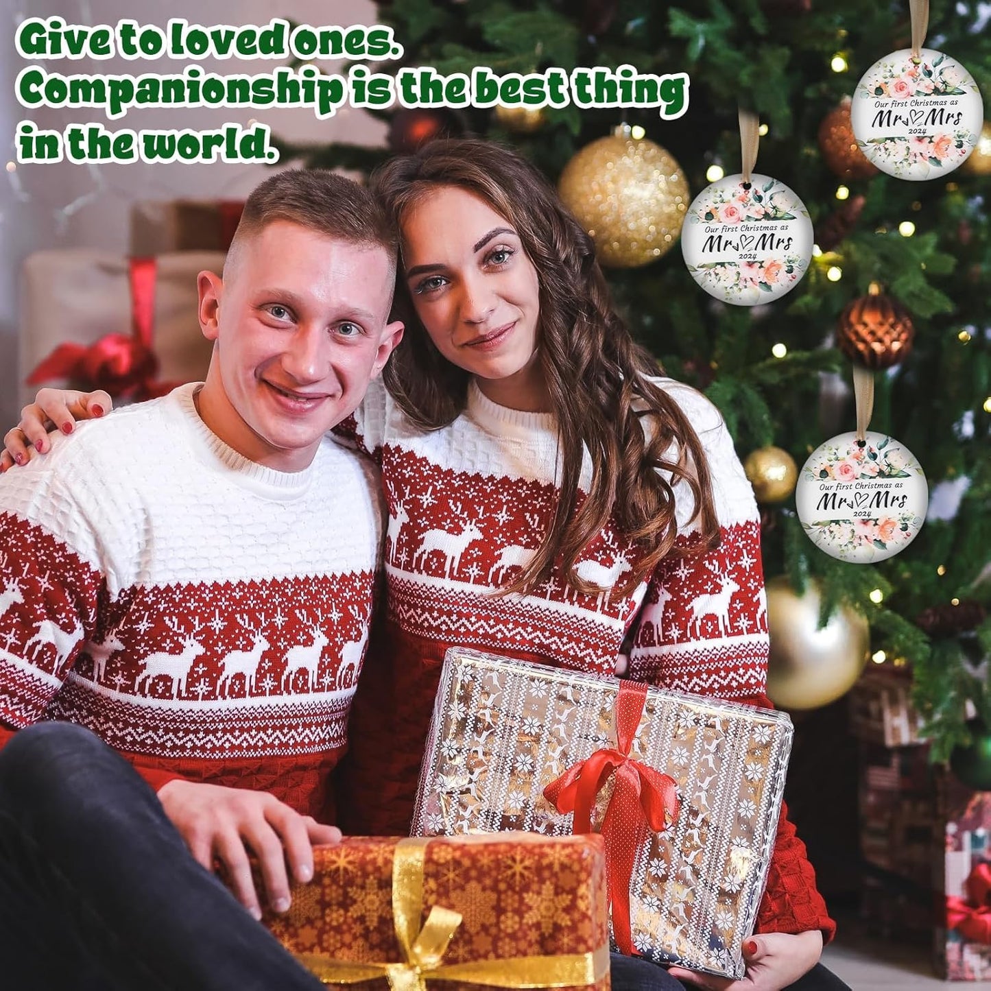 Hi.FANCY First Christmas Married Ornaments, Wedding Gifts for Couple 2024, Our First Christmas as Mr Mrs Ornament, Wedding Ornament Crystal Glass for Newlywed(with Gift Box)