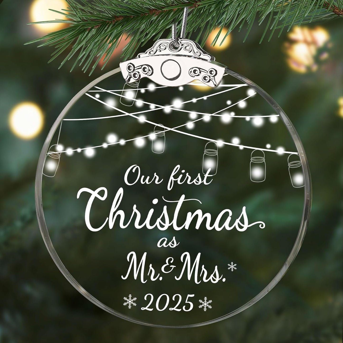 Wedding Gifts for Couples 2024 Crystal Ornaments, Bridal Shower Gifts, Mr and Mrs Our First Married Ornament 2024 for Newlywed, Mr&mrs