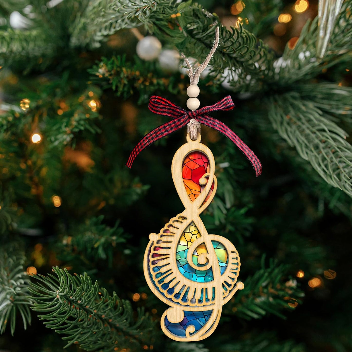 Music Note Ornament - Musical Notes Christmas Ornaments - Gifts for Music Lovers - 2 Layer Wood Acrylic Ornament 2024