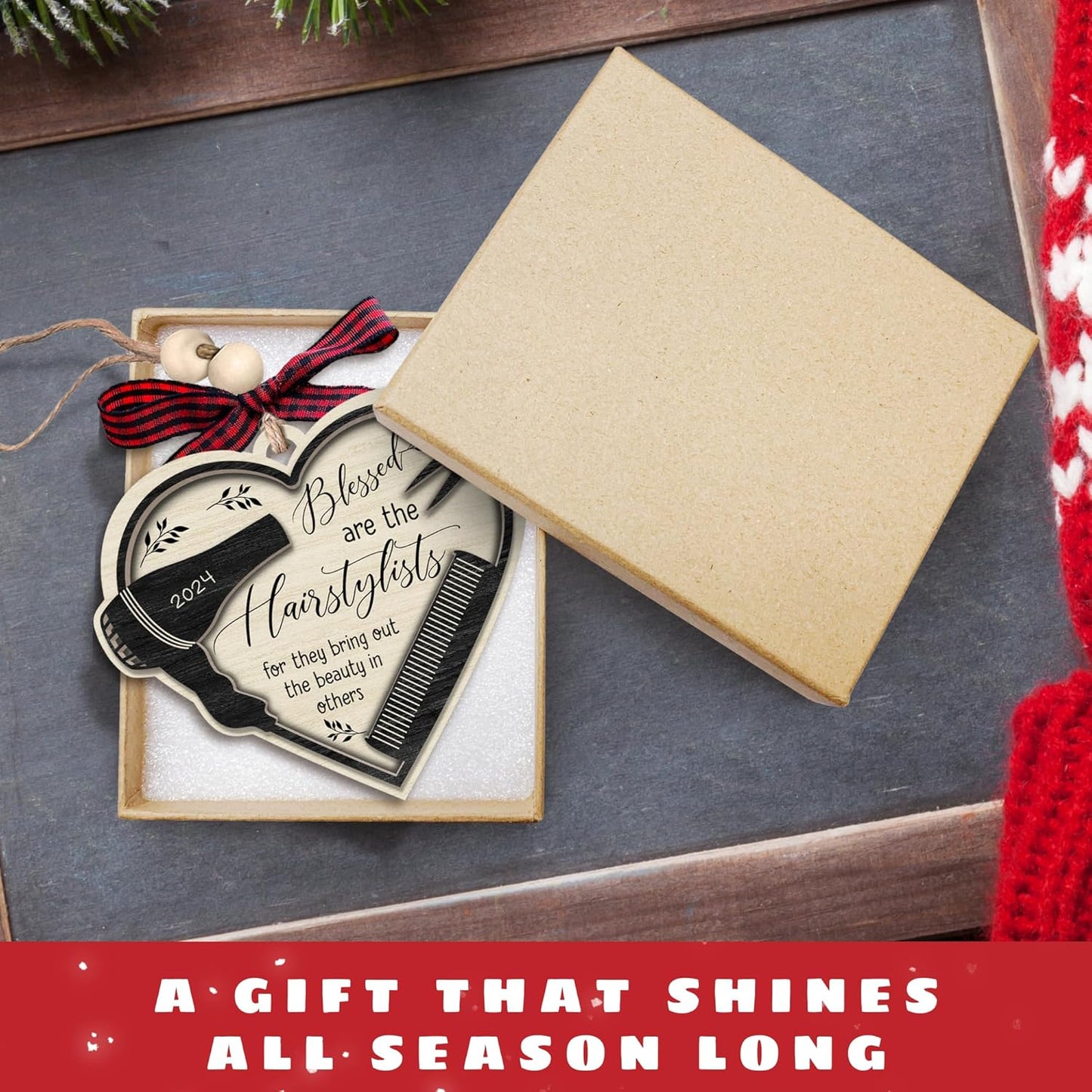 Hairdresser Gifts for Women - Hairdresser Ornament, Hair Stylist, Barber, Cosmetology Keepsake - Gifts for Female, Hair Stylist - Wood Ornament