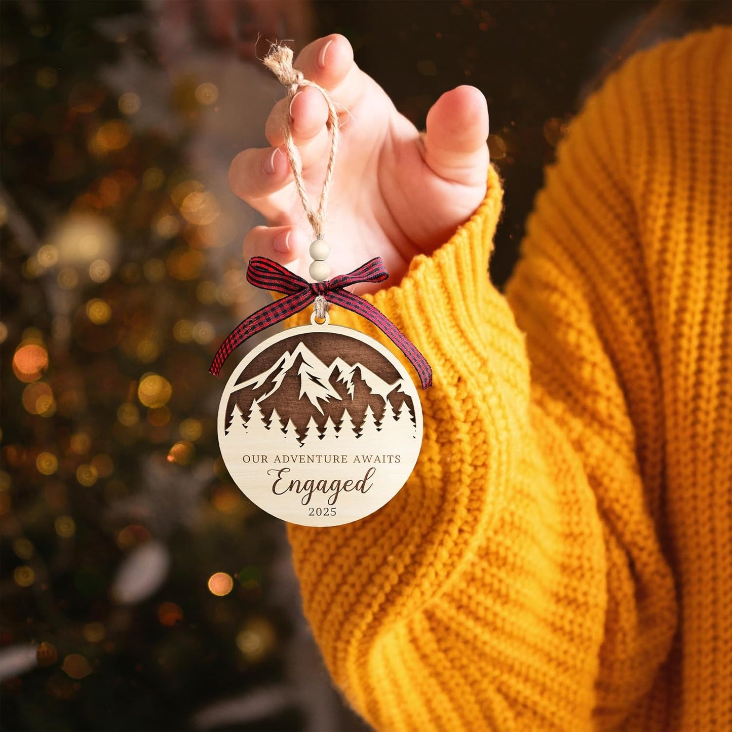 Engagement Gifts for Couples - Gifts for Newly Engaged Couples - Engagement Gift for Her, Bride to Be, Couple - Just Engaged Gift for Her, Friends, Women - Wood Hanging Ornament 2025