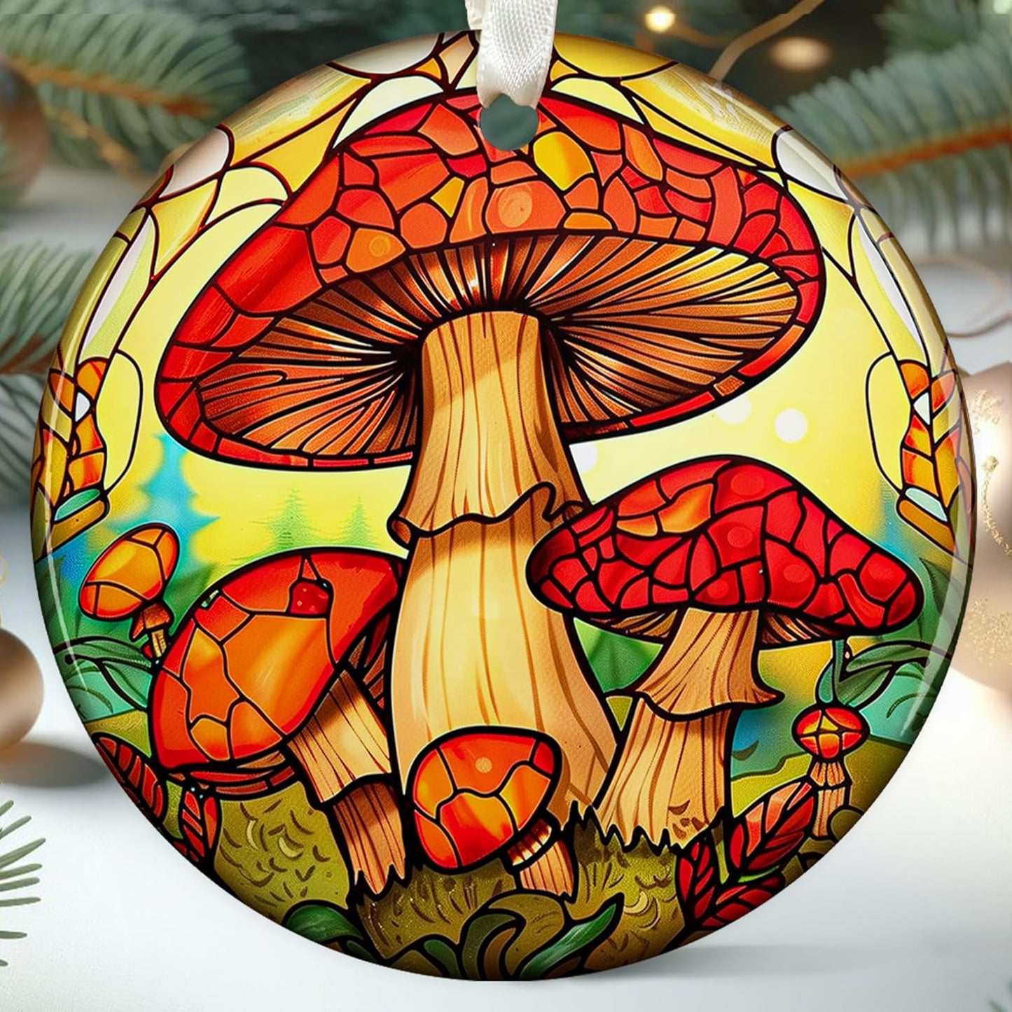 Mushroom Ornaments for Christmas Tree - Ceramic Ornament 2024 - Gifts for Mushroom Lovers