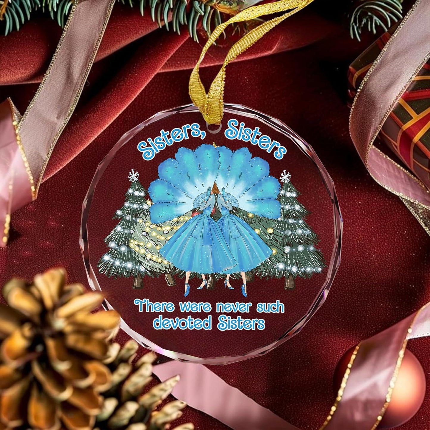 Gift for Sisters - Sister Gift from Sister - White Sisters Decor - Gifts for Women Best Friend - Car Hanging Decoration Ornament - Wine Bottle Decor