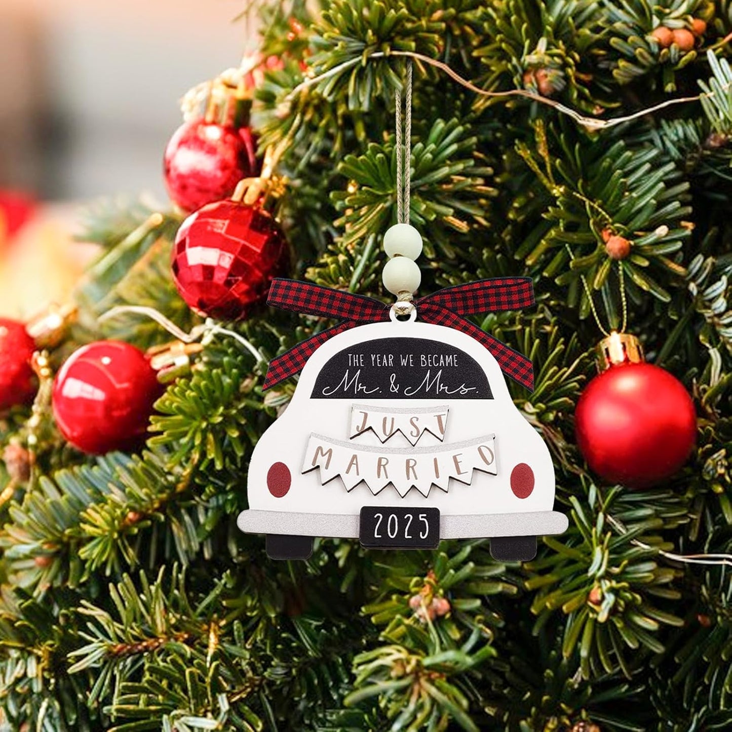Starfa,Mr. and Mrs.,Wooden Wedding Ornament for Wedding Gifts for Couples 2025,Bridal Shower Gifts,Married,Engaged Couples,Personalized Home Decor (2025 Design) (White)