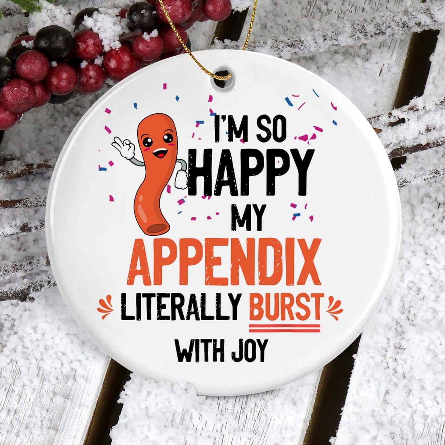 SODAVA - Appendix Ornament Appendix Christmas Ornament Appendix Surgery Christmas Ornament Appendectomy Christmas Ornament Gifts for Coworkers, Xmas Ornaments Ceramic Ornaments