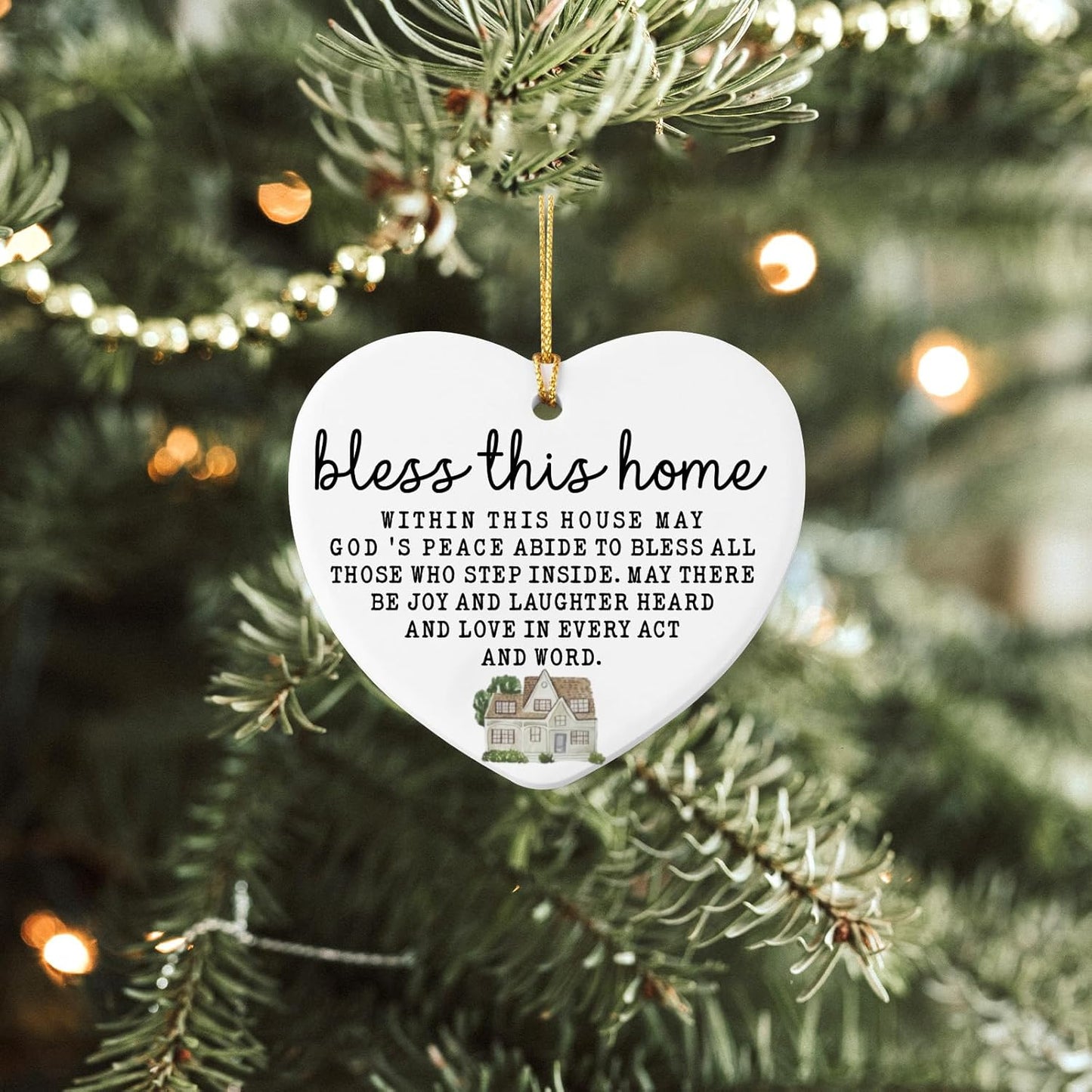 House Warming Gifts New Home God Bless This Home Christian Gifts New Home for Men Women Christmas Ceramic Heart Ornament