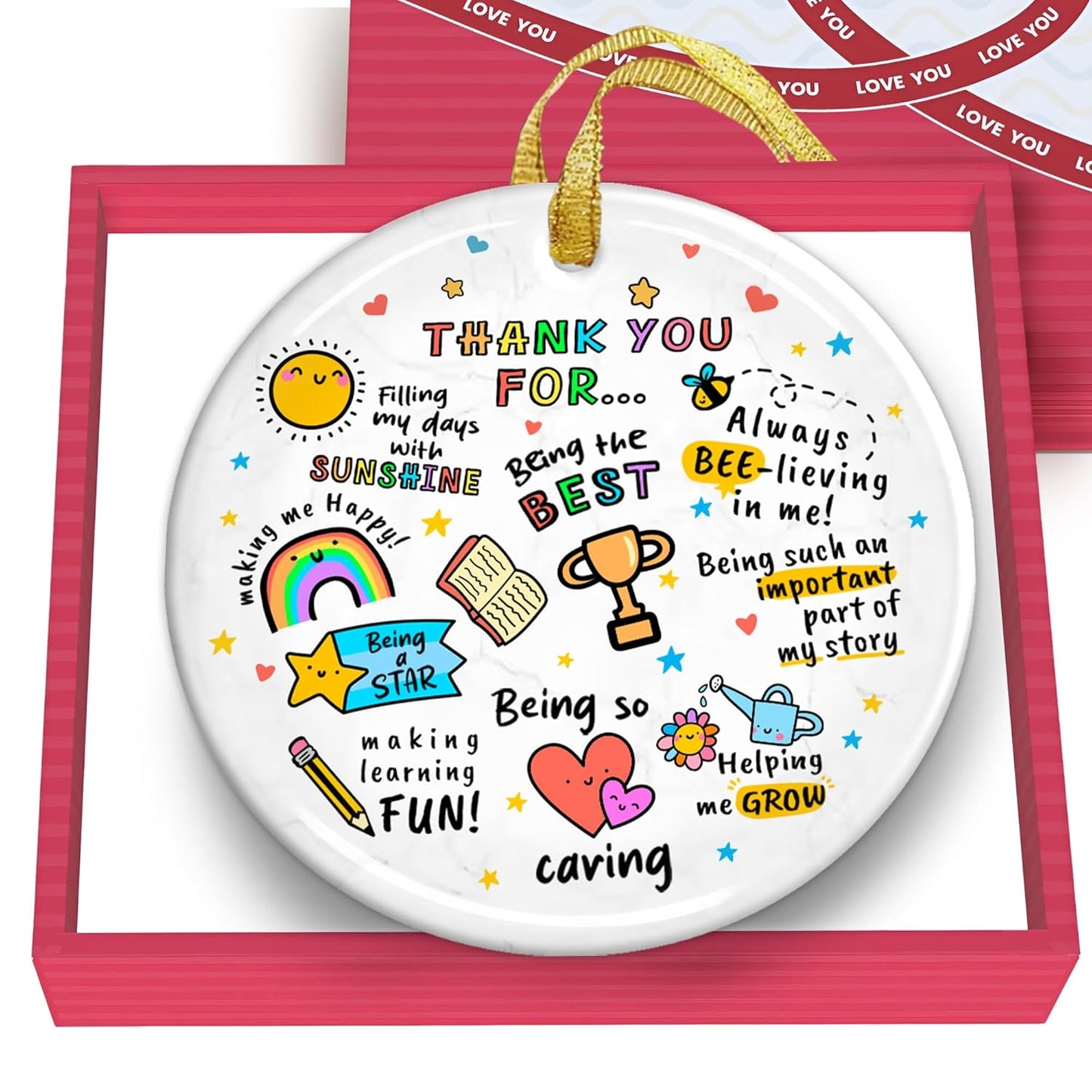Thank You Christmas Ornament - Thank You Gift for Women - Christmas, Appreciation Gift for Teacher, Coworker, Friend, Boss - Ceramic Xmas Decoration Idea