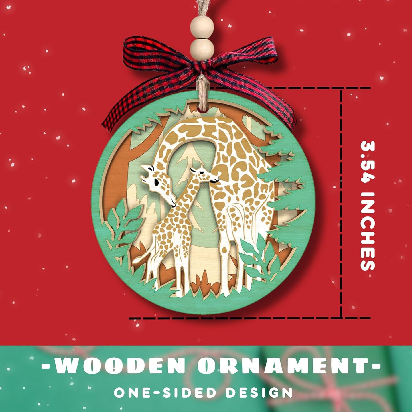 Giraffe Ornament - Giraffe Ornaments for Christmas Tree, Animal Christmas Ornaments - Wood Ornament