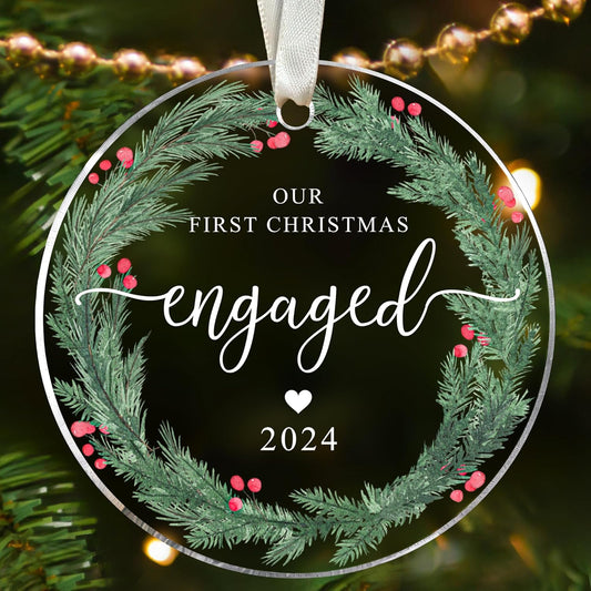 Engagement Ornament 2024 - Engagement Gifts for Couples - Gifts for Newly Engaged Couples - Acrylic Ornament