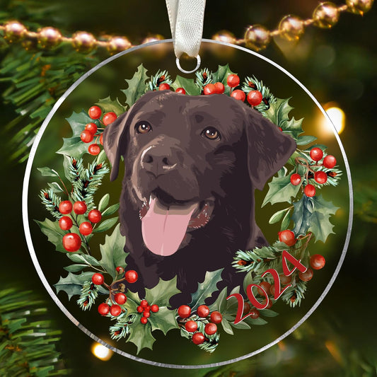 Chocolate Lab Christmas Ornament 2024 - Acrylic Dog Gifts for Women