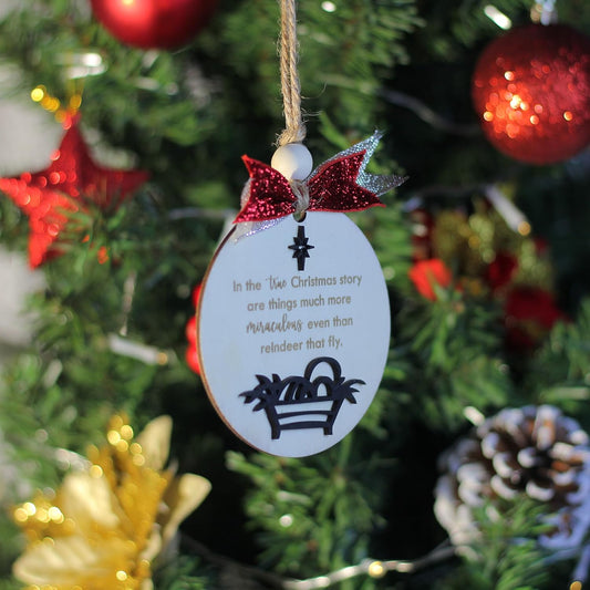 True Christmas Story Ornament, Christmas Ornament, Wood Christmas Ornament, Nativity Christ Ornament (T-A-O3)