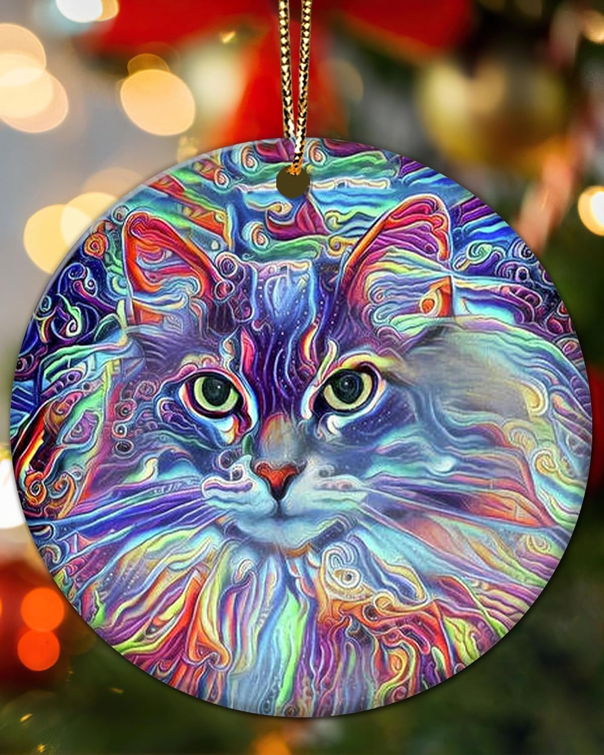 Acrylic Tabby Cat Kitten Xmas Tree Ornament - Cat Lover Gifts for Women, Men - Christmas Tree Ornaments 2024