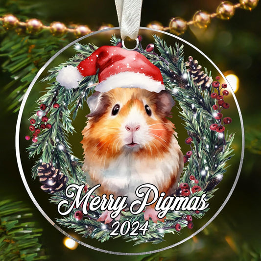 Christmas Guinea Pig Ornament - Lovers' Gifts for Women & Men - Acrylic Ornament