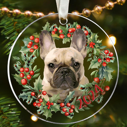 French Bulldog Christmas Ornament - Acrylic Dog Gifts for Women and Dog Lovers