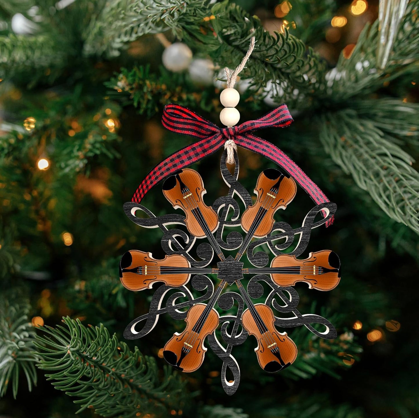 Violin Ornaments - Violin Gifts for Girls, Women, Men, Player, Teacher - Wood Xmas Ornament