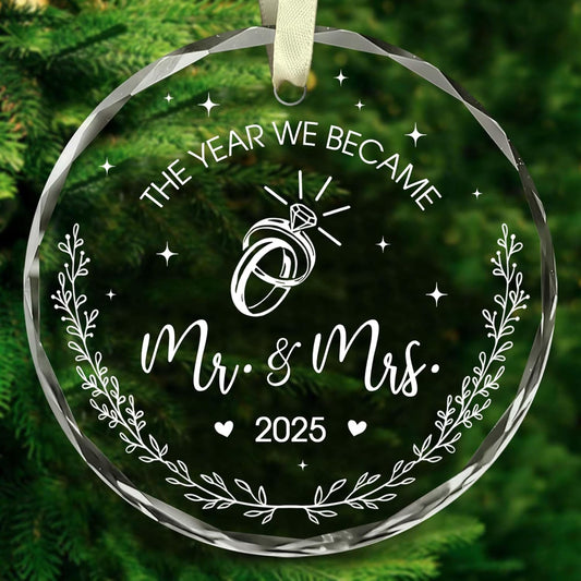 Wedding Gifts for Couples 2025 - Mr and Mrs - Gifts for Newly Bride Groom - Just Married Ornaments 2025 - Just Married Decorations - Bridal Shower Ornaments - The Year We Became Mr & Mrs