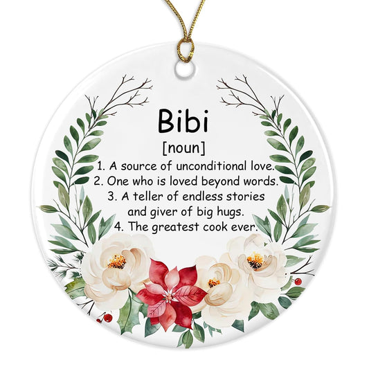 Bibi Noun Ornament, Family Definition, Bibi Definition Ornament, Christmas Ornament for Bibi, Bibi Gifts, Chirstmas Tree Ornament Printed on One Side