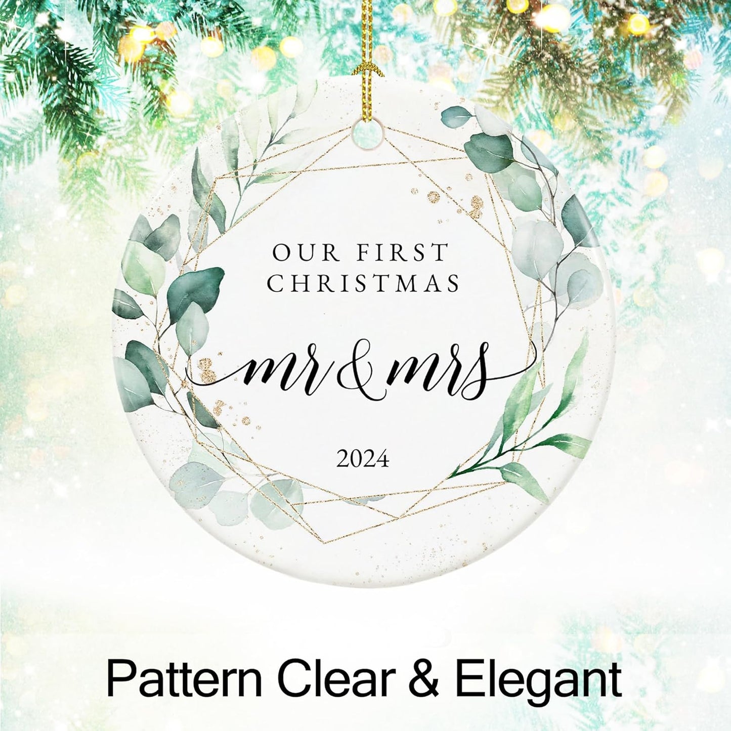 First Christmas Married Ornament 2024, Our First Christmas as Mr and Mrs, Just Married Gifts, 2.9" Ceramic Newlyweds Christmas Ornament 2024