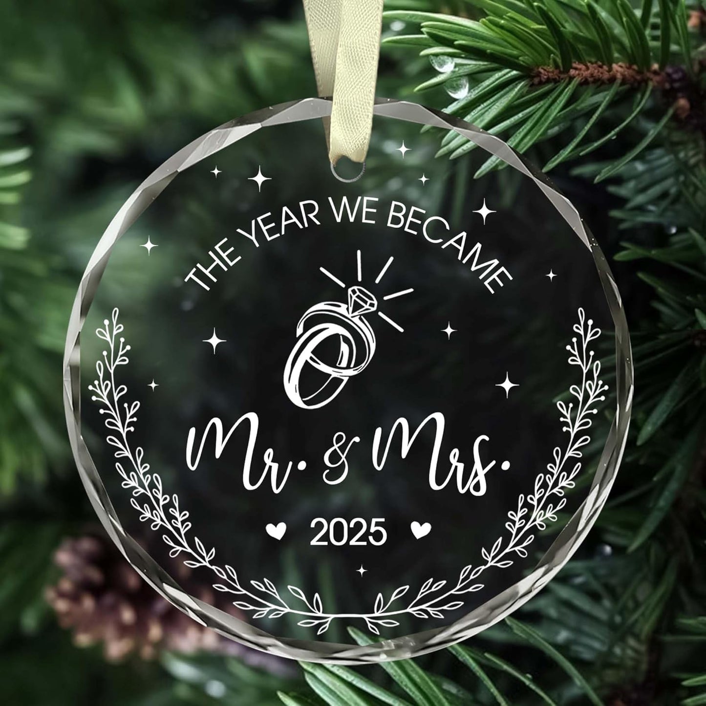 Wedding Gifts for Couples 2025 - Mr and Mrs - Gifts for Newly Bride Groom - Just Married Ornaments 2025 - Just Married Decorations - Bridal Shower Ornaments - The Year We Became Mr & Mrs