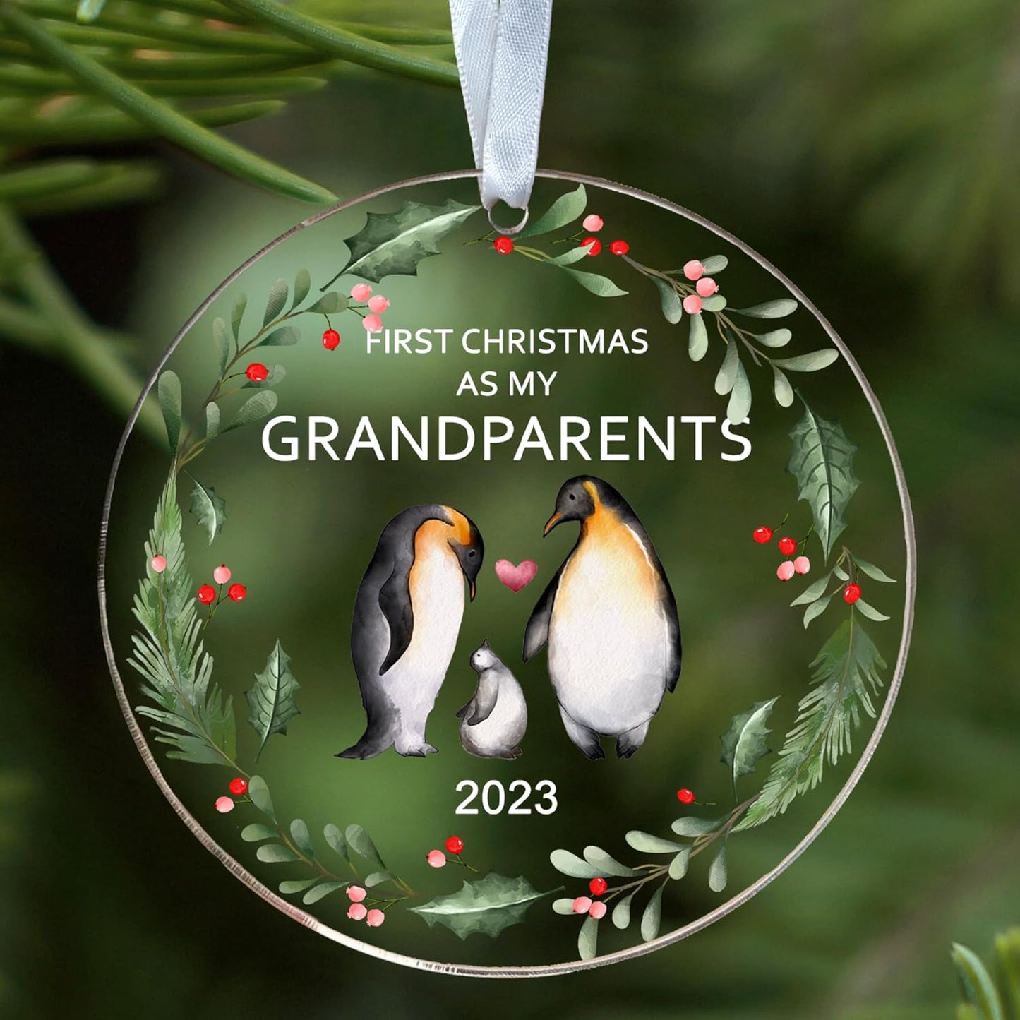 Grandparents Ornament - Grandparents Gifts 2023 - Acrylic Grandma Grandpa Ornament 2023