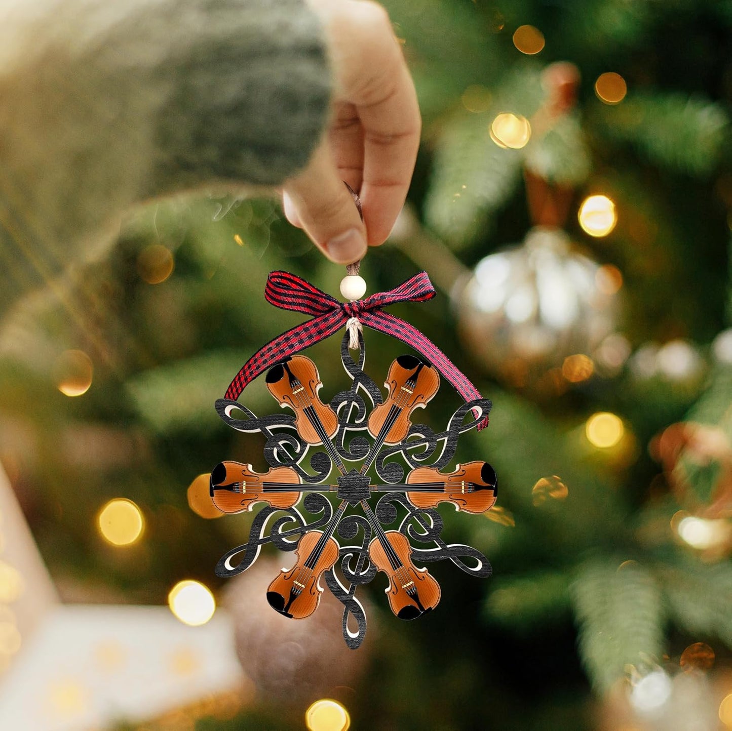 Violin Ornaments - Violin Gifts for Girls, Women, Men, Player, Teacher - Wood Xmas Ornament
