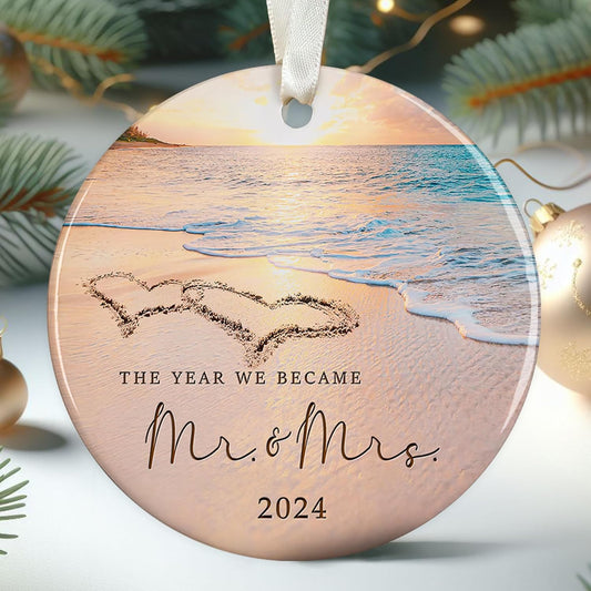 Wedding Ornaments - Mr and Mrs Ornament, 2024 Wedding Ornament - Ceramic Ornaments
