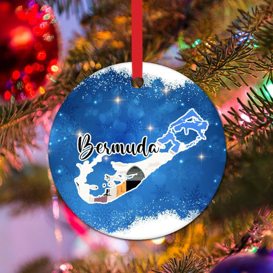 Christmas Ornament - Bermuda Ornament - Porcelain Ceramic Christmas Ornament Bermuda Landscapes Cityscape Ornament for Christmas Decor Travel Souvenir Funny Christmas Hanging Decor