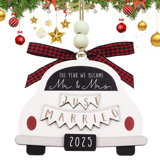 Starfa,Mr. and Mrs.,Wooden Wedding Ornament for Wedding Gifts for Couples 2025,Bridal Shower Gifts,Married,Engaged Couples,Personalized Home Decor (2025 Design) (White)