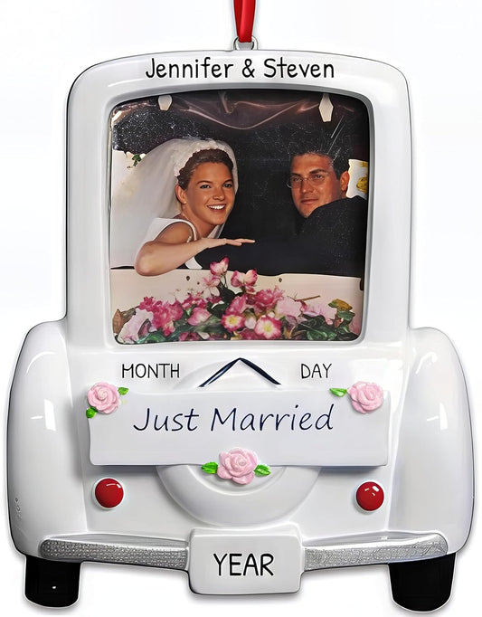 Ornaments by Elves - Personalized Wedding Ornament 2024, Our First Christmas Married, Polyresin Hanging Ornament