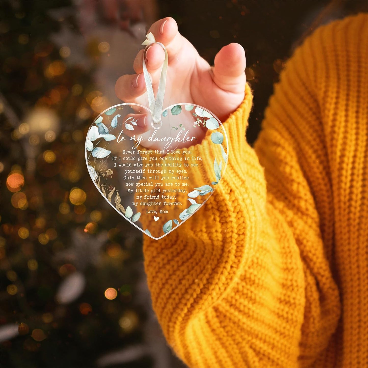 Daughter Christmas Ornament 2024 - Acrylic Gift from Mom - Christmas Decoration for Daughters