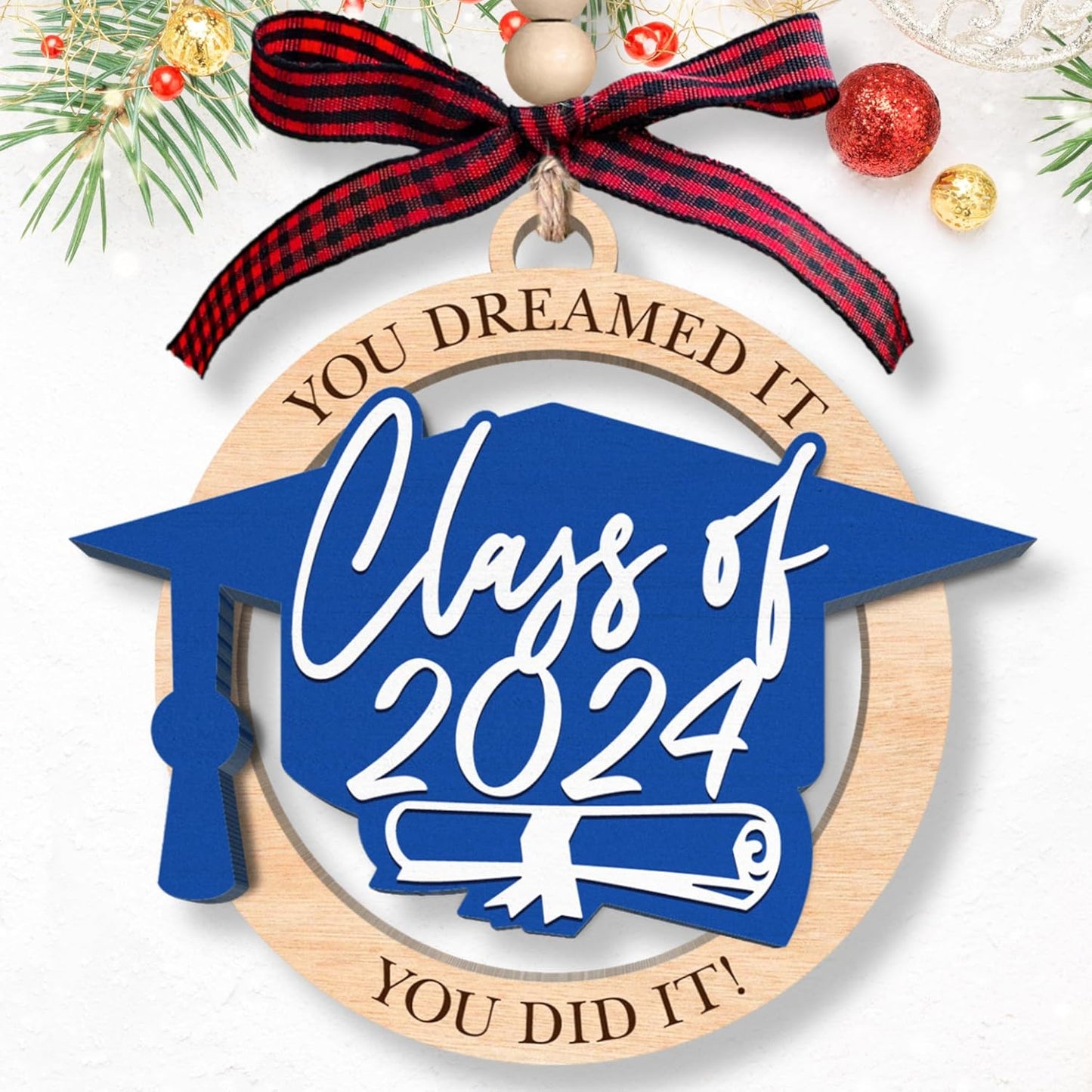 Graduation Ornaments - Graduation Gifts for Women, Daughter, Granddaughter - College, High School Graduate Ornament - Wood Ornament 2024