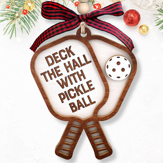 Pickleball Ornament - Pickleball Gifts for Women, Men - Wood Christmas Ornament 2024
